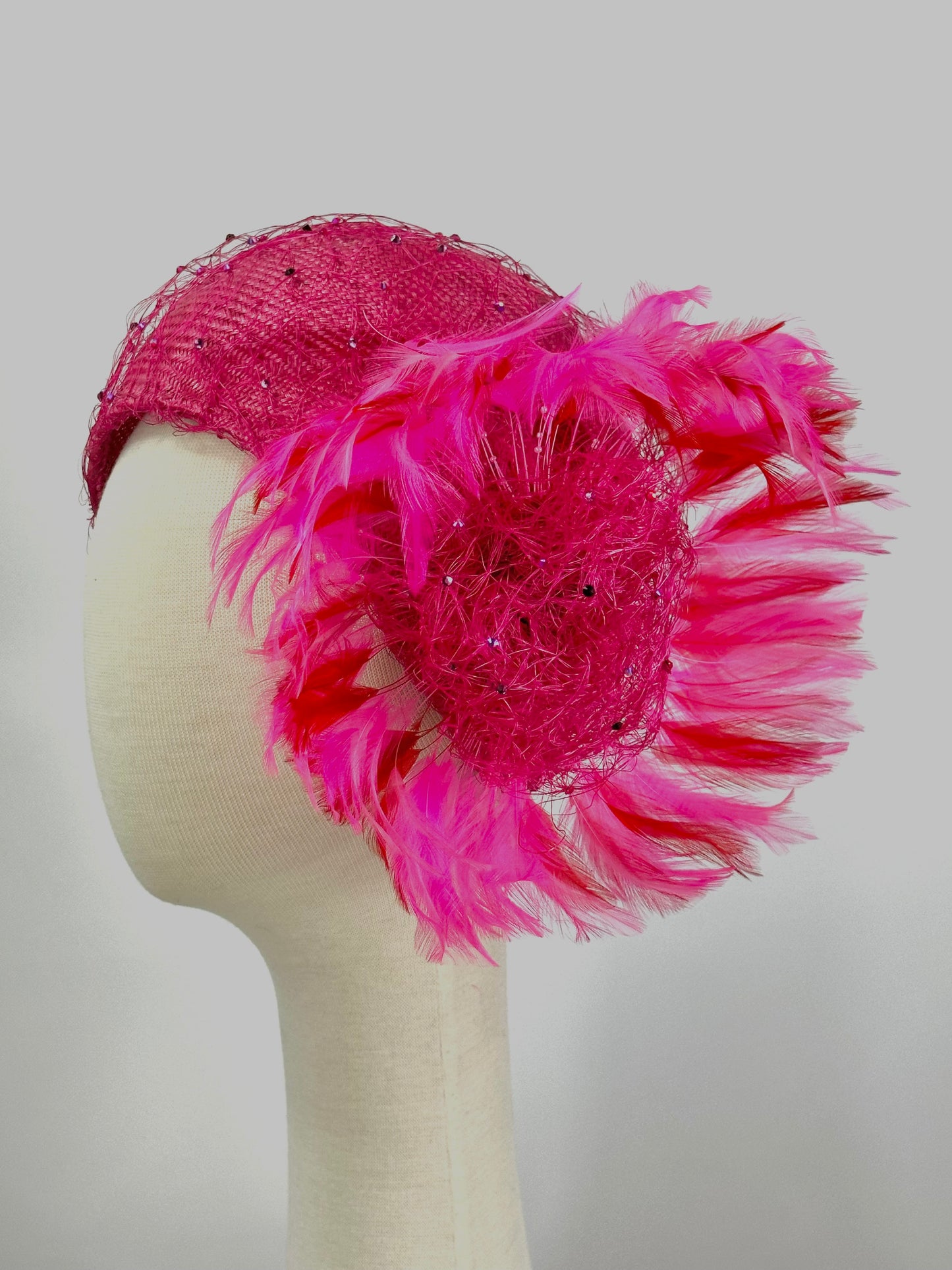 Pink Turban with Oversized Flower by Possum Ball