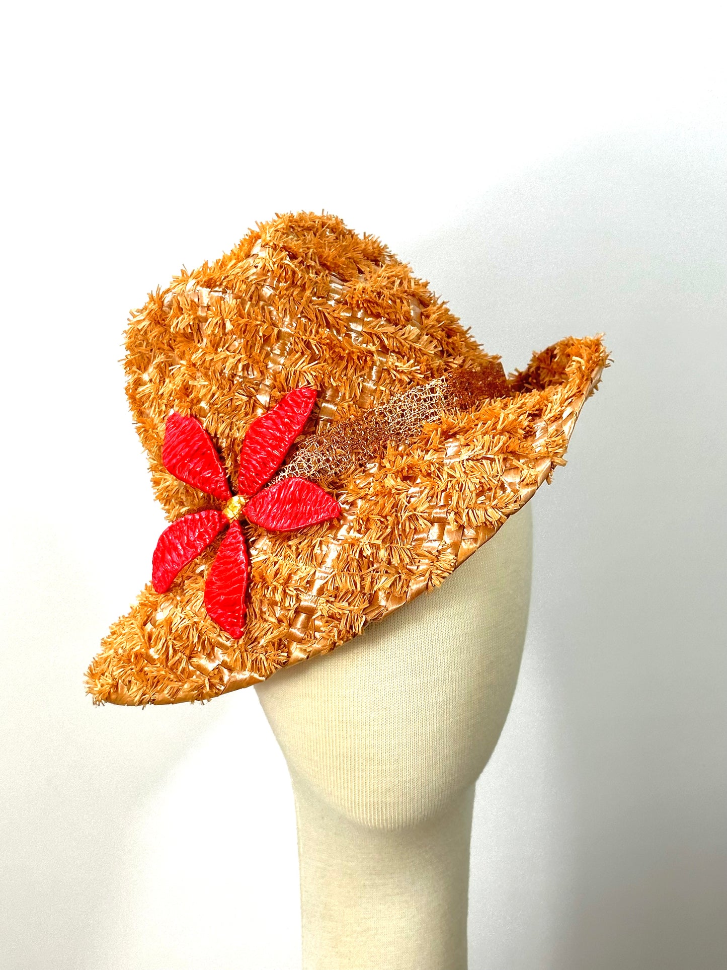 Vintage Straw Tilted Trilby by Possum Ball