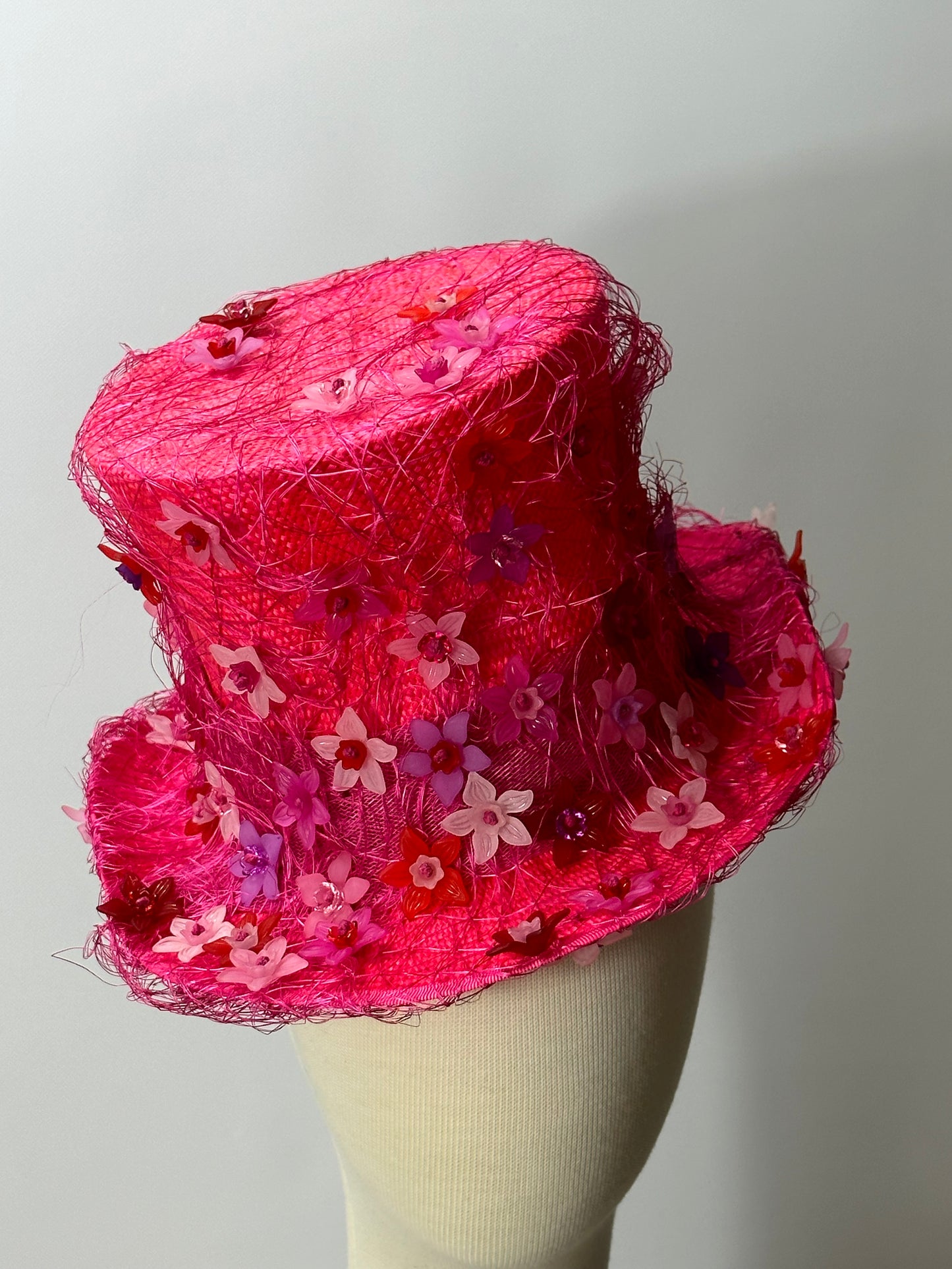 Pink Floral Top Hat by Possum Ball