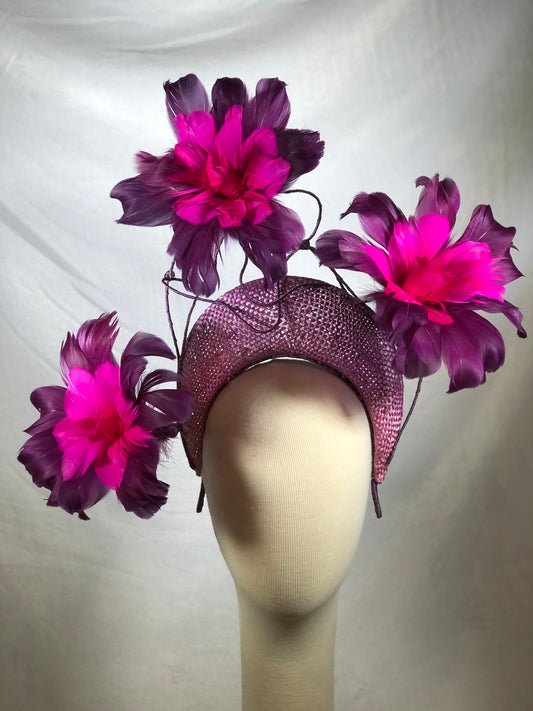 Lilac, Purple and Hot Pink Feather Crown by Possum Ball