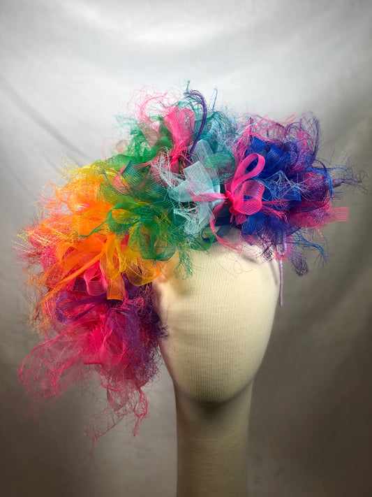 Multi Coloured Crinoline Headpiece by Possum Ball