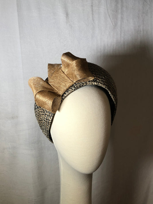 Black, Grey, White and Gold vintage beret by Possum Ball