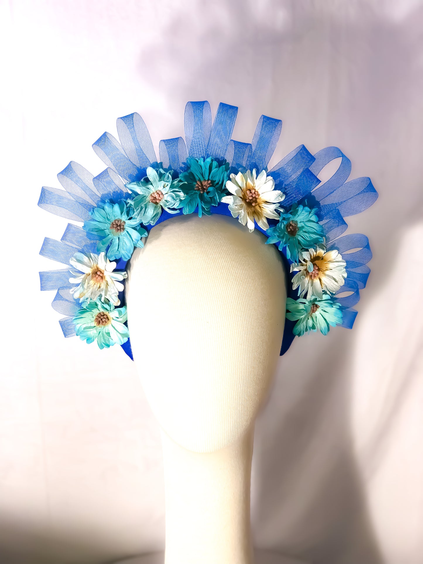 Shades of Blue Floral Headband by Possum Ball