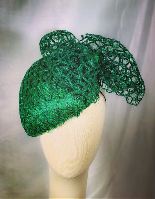 Green Vintage Straw face hugger by Possum Ball